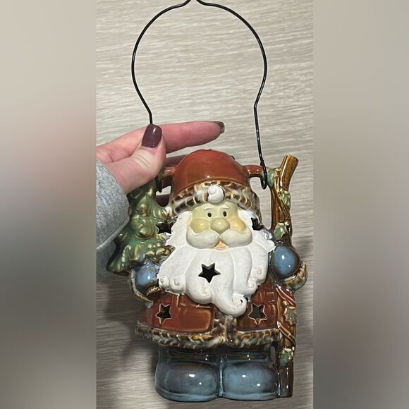 Ceramic Santa Tea Light Candle Lantern With Hanger Excellent Condition - Picture 2 of 10